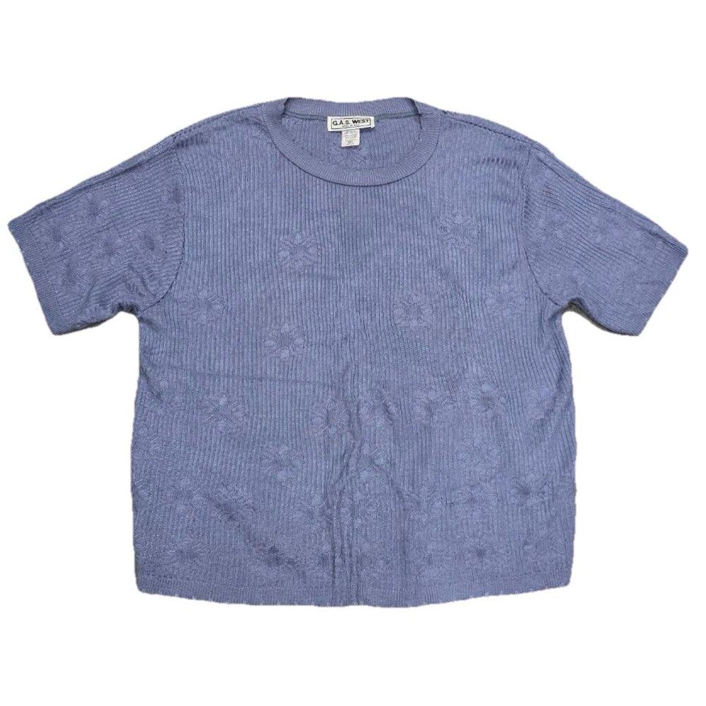 G.A.S West Blue USA Next XXL Vintage Top Blue Cotton Blend A003809